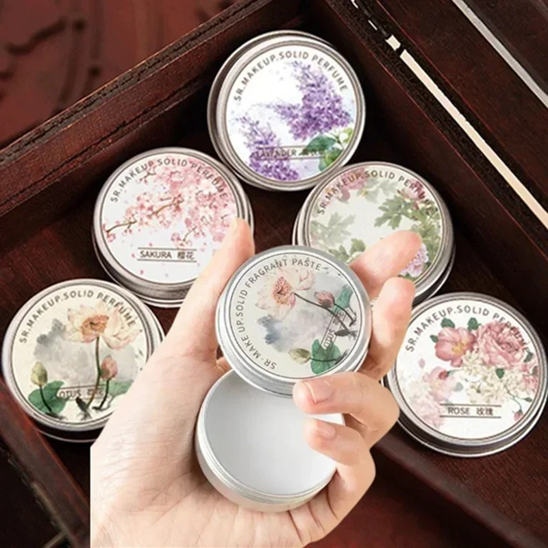 Perfume Lavender Fragrance - Parfum Solid wanita peoni/Lotus/Sakura/Lavender Portable Balsem