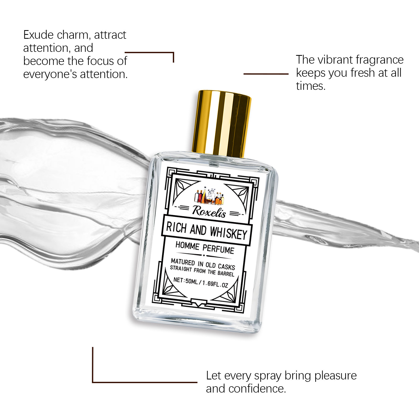 Roxelis 50ml Charm Whisky Parf - Perfume Alcohol Fragrance ulasan dan harga